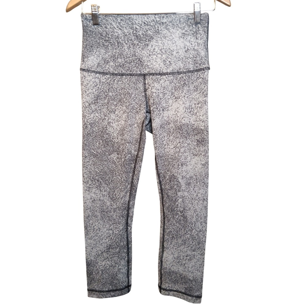 Lululemon Athletica High Rise Leggings Black Grey‎ Speckle Athleisure Size 8